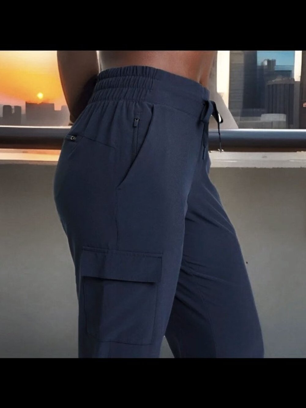 All In Motion Women's Active Light Mid-Rise Cargo Joggers Medium Navy Blue - Picture 5 of 12